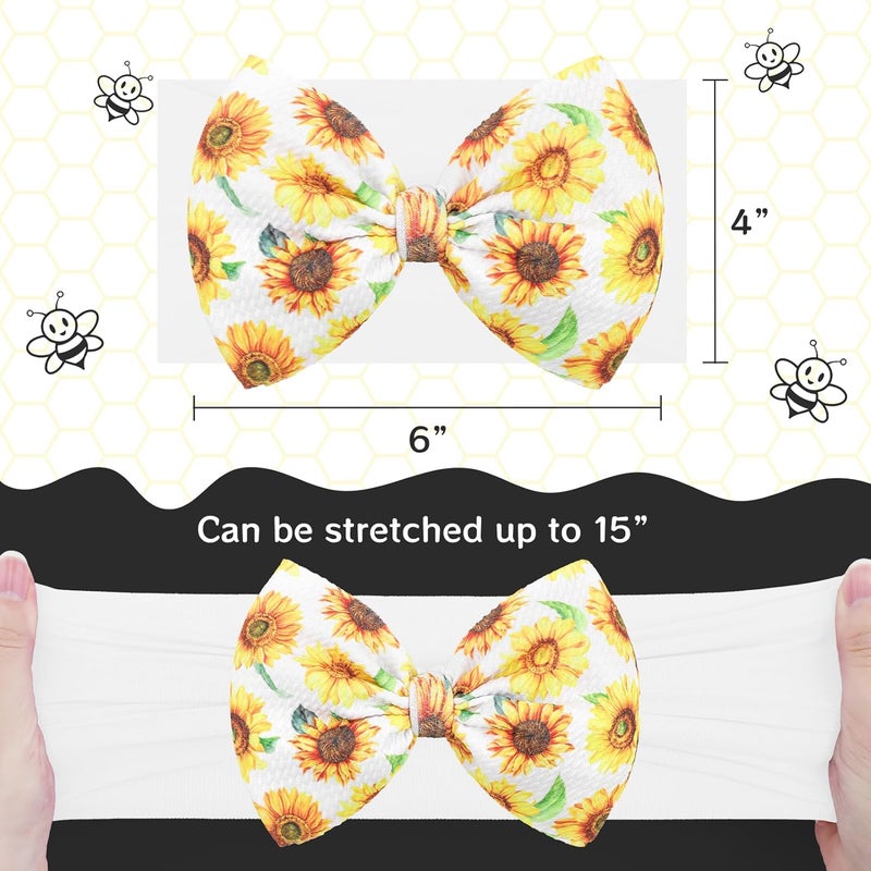 ONENINEDREAM 2 Pcs 6’’ Yellow Bows for Baby Girls Sunflower Girl Headbands Summer Outfits Hair Accessories for Newborn Infant Toddler Clothes - Image 4
